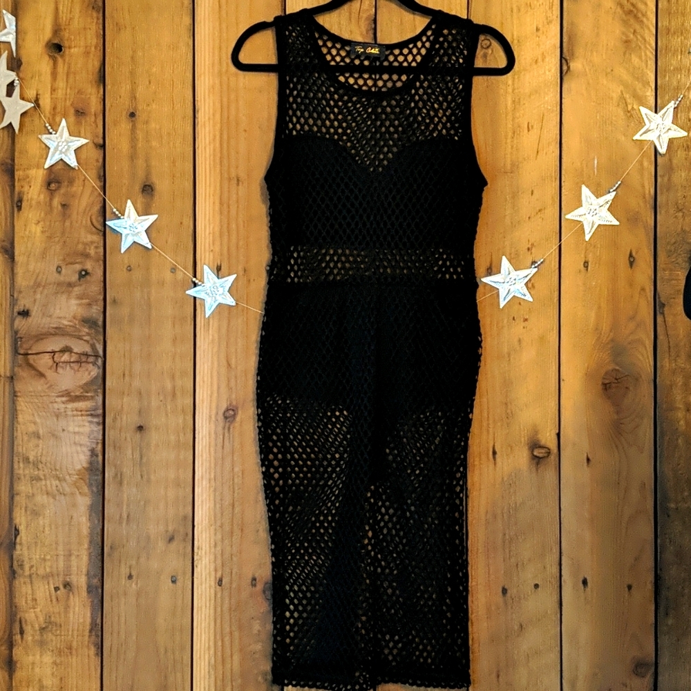 Black Mesh/Fishnet Tank Dress
